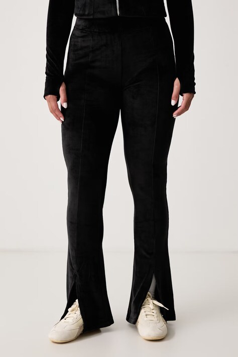 HUGO Blue Pantaloni flare da donna in velluto Nucutey_B neri high waist 50568260