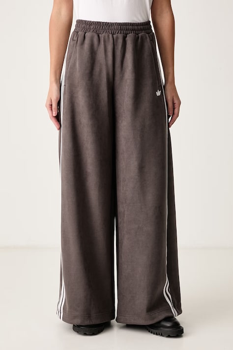 adidas Originals Spodnie dresowe dziecięce Adilenium Season 6 Faux Suede brązowe high waist LH1925