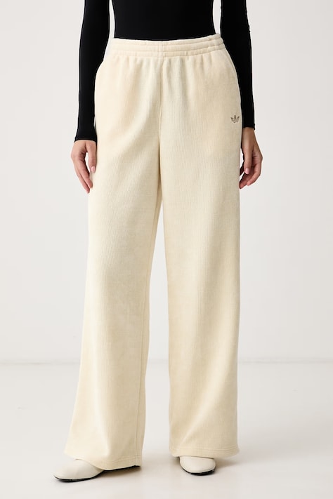adidas Originals Spodnie dresowe damskie Chenille beżowe high waist LF6579