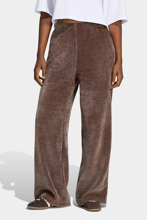 adidas Originals Spodnie damskie Chenille brązowe high waist LF6542