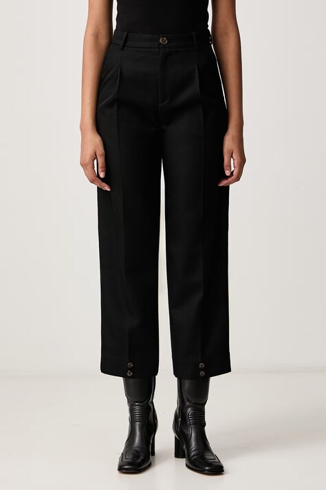 Soeur FELIX kalhoty s příměsí vlny dámské černé high waist PAN1102FELIX