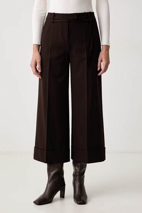 BOSS Orange Штани-палаццо жіночі C_Talotte коричневі high waist 50569090