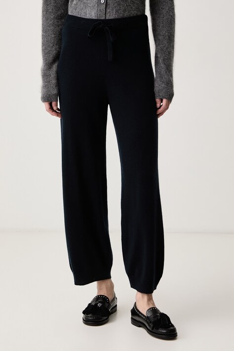 BOSS Spodnie dresowe damskie kaszmirowe Fylindra granatowe high waist 50567358