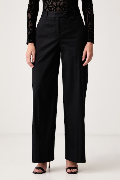 BOSS Брюки wide leg женские из хлопка с эластаном Tianaha чёрные regular waist 50571287