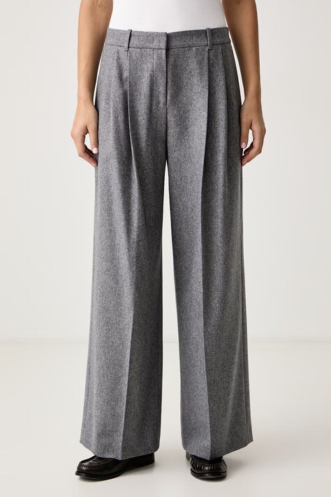 BOSS Spodnie damskie z dodatkiem wełny Tiana18 szare regular waist 50570436