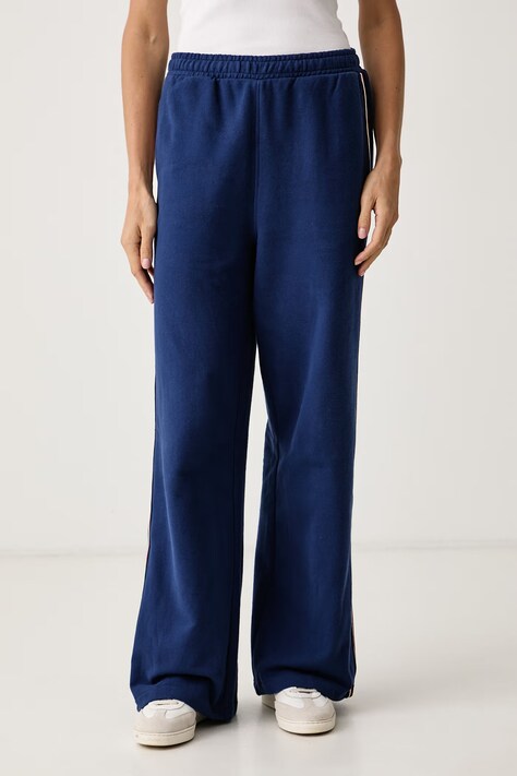 Tommy Hilfiger Spodnie lounge damskie bawełniane niebieskie high waist UW0UW06628