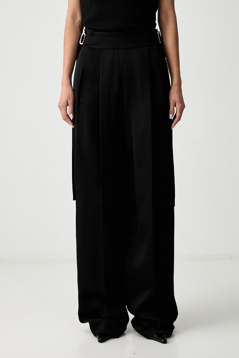 Sportmax Stagno spodnie z wiskozy damskie czarne high waist 2622136041600