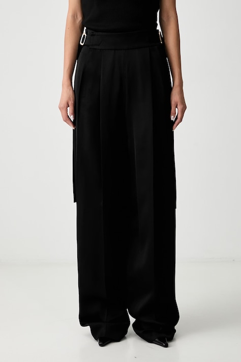 Sportmax Stagno spodnie z wiskozy damskie czarne high waist 2622136041600