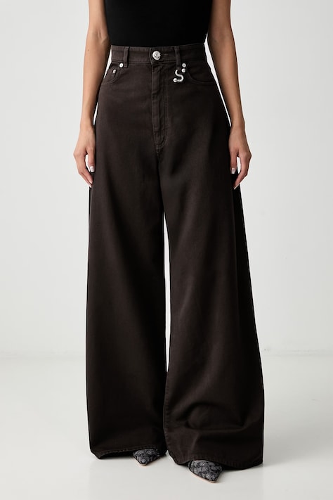 Sportmax Siamese джинси wide leg жіночі коричневі 2622136025600