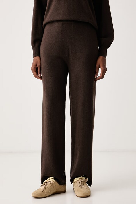 MM by Max Mara spodnie damskie wełniane MMLOTTIMO brązowe high waist 2626336018600