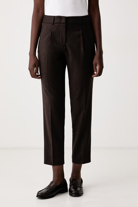Weekend Max Mara Spodnie regular męskie z wełną WKDCALDAIA brązowe regular waist 2625136112600