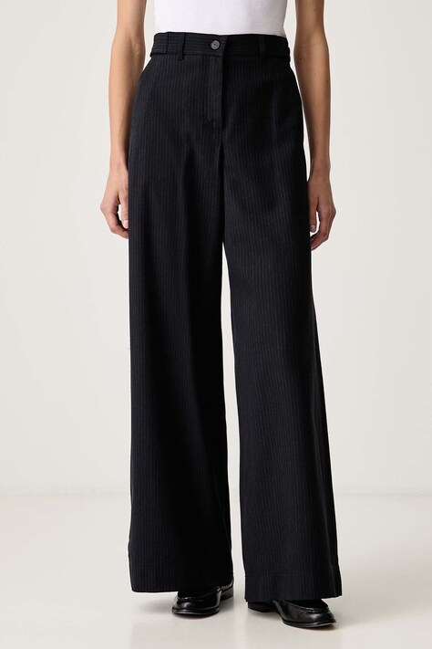 Weekend Max Mara Spodnie damskie z wełną WKDBRAVO granatowe high waist 2625136092600