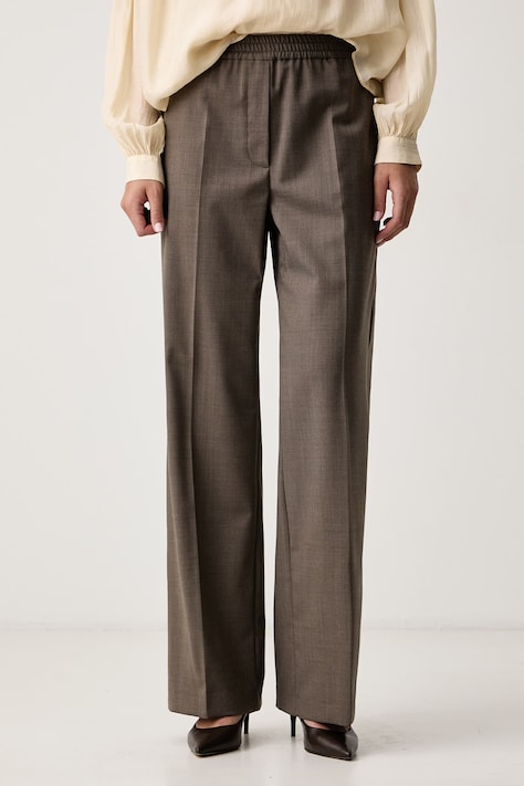 Weekend Max Mara Spodnie damskie z wełną WKDPETRA brązowe high waist 2625136052600