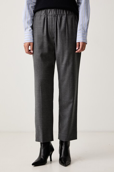 Weekend Max Mara Hlače za žene od vune WKDHATELEY sive srednje visoki struk 2625136042600