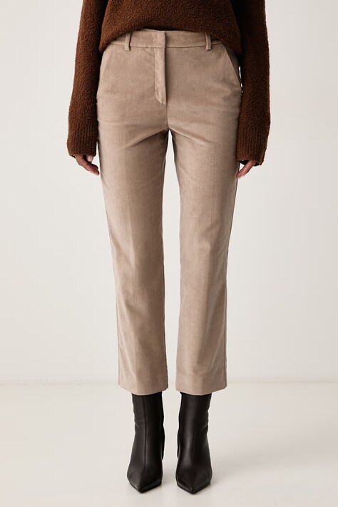 Weekend Max Mara Spodnie damskie sztruksowe WKDMARRUCA brązowe high waist 2625136022600