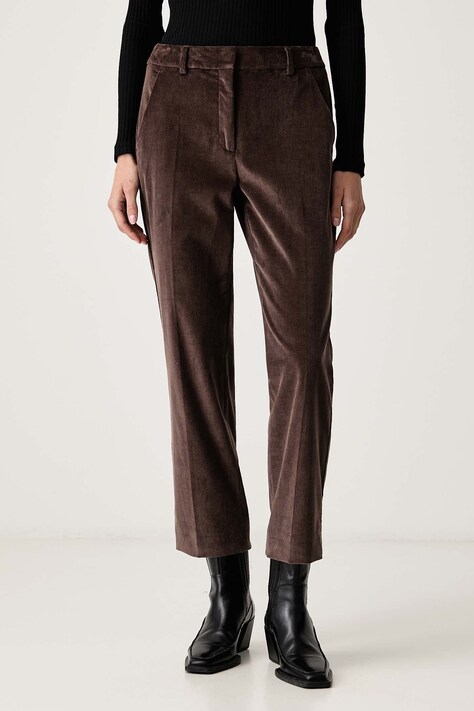 Weekend Max Mara Spodnie damskie sztruksowe WKDMARRUCA brązowe high waist 2625136022600