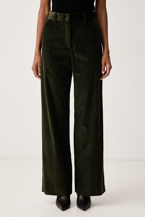 Weekend Max Mara Spodnie damskie sztruksowe WKDTANIA zielone high waist 2625136012600