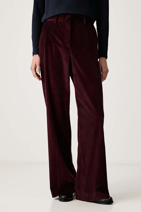 Weekend Max Mara Spodnie damskie sztruksowe WKDTANIA bordowe high waist 2625136012600