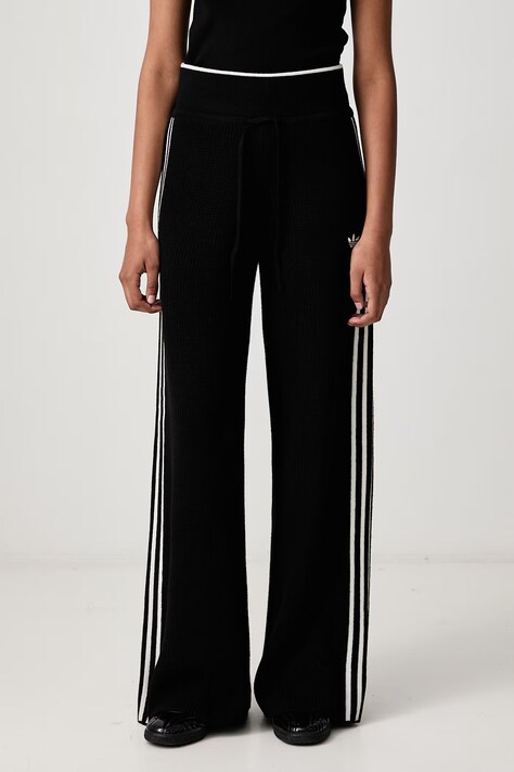 adidas Originals Firebird Chunky Knit spodnie dresowe z dodatkiem wełny damskie czarne high waist KQ5835