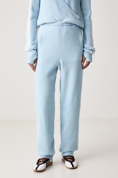 adidas Originals Teplákové nohavice dámske s prímesou vlny Adiluna Season 2 x Jennie modré high waist LD8917