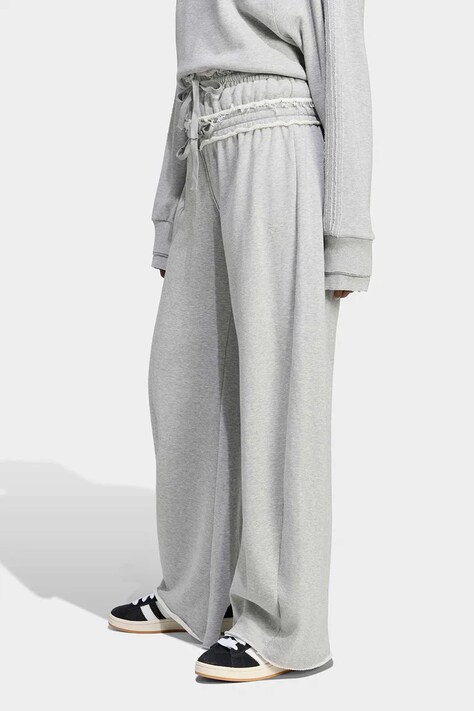 adidas Originals Spodnie wide leg damskie bawełniane SST Double szare high waist KT1932