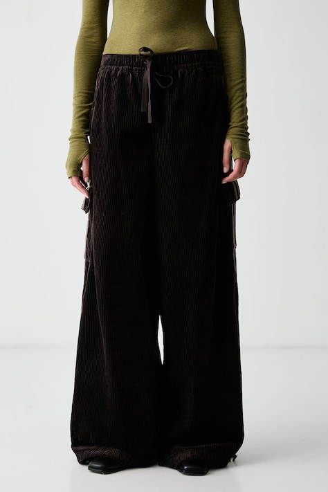 adidas Originals Спортивные штаны для женщин из хлопка Corduroy коричневые high waist KT0064