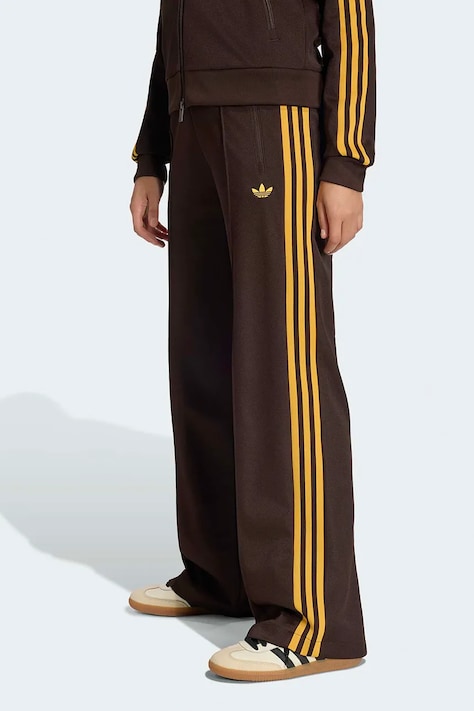 adidas Originals Spodnie dresowe damskie z bawełną Beckenbauer brązowe high waist KS4741