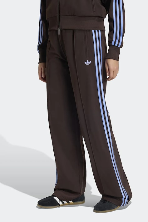 adidas Originals Spodnie dresowe damskie Firebird brązowe high waist KS4665
