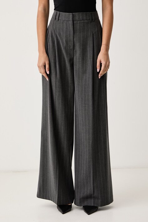 Morgan Spodnie wide leg damskie szare high waist PRIK.F
