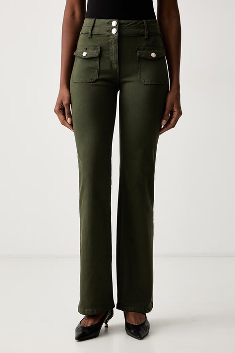 Morgan Jeansy flare damskie zielone POLEME