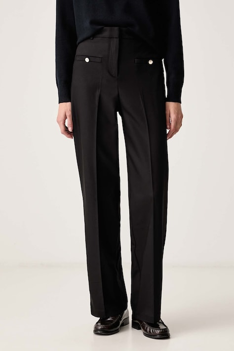 Morgan Spodnie damskie z bawełną czarne high waist PIKO.F