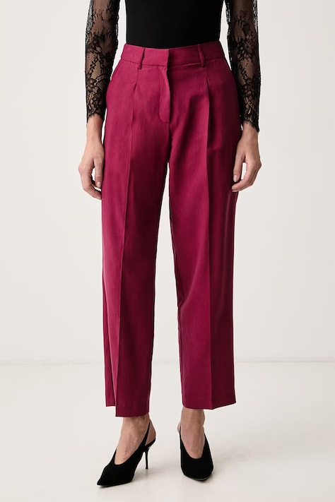 Morgan Spodnie regularne damskie z lyocellem czerwone regular waist PTEX