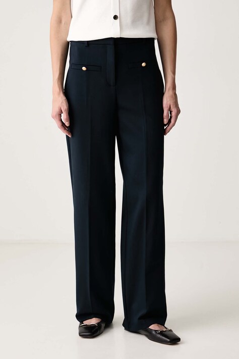 Morgan Spodnie damskie z bawełną granatowe high waist PACTI