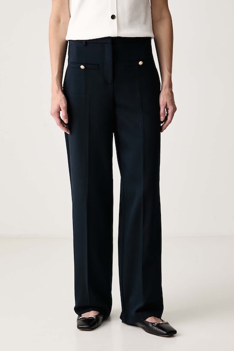 Morgan Spodnie damskie z bawełną granatowe high waist PACTI