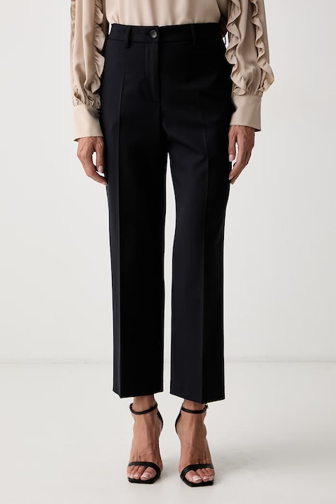 Seventy Venezia spodnie damskie z dodatkiem wełny granatowe high waist PT1442_180003