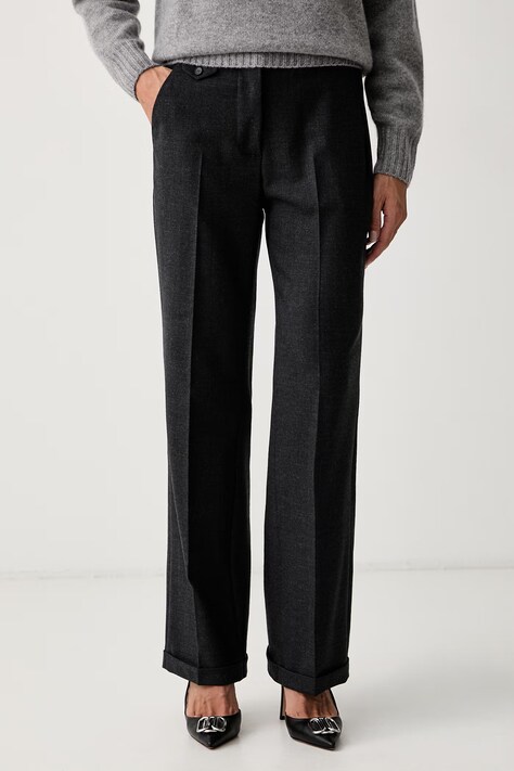 Seventy Venezia spodnie damskie z wełną szare high waist PT1446_180016