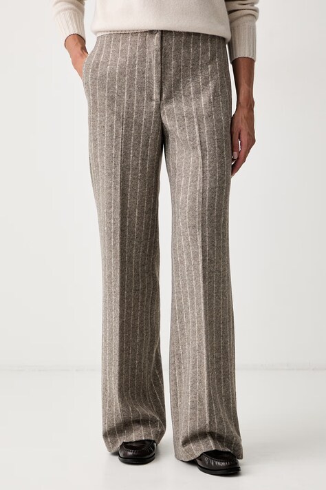 Seventy Venezia spodnie damskie z dodatkiem wełny beżowe high waist PT1173_570056