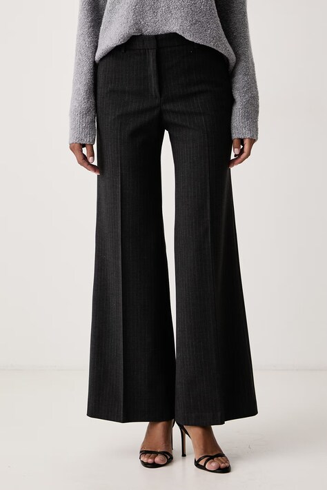 Seventy Venezia Spodnie wide leg damskie szare high waist PT1441_550222