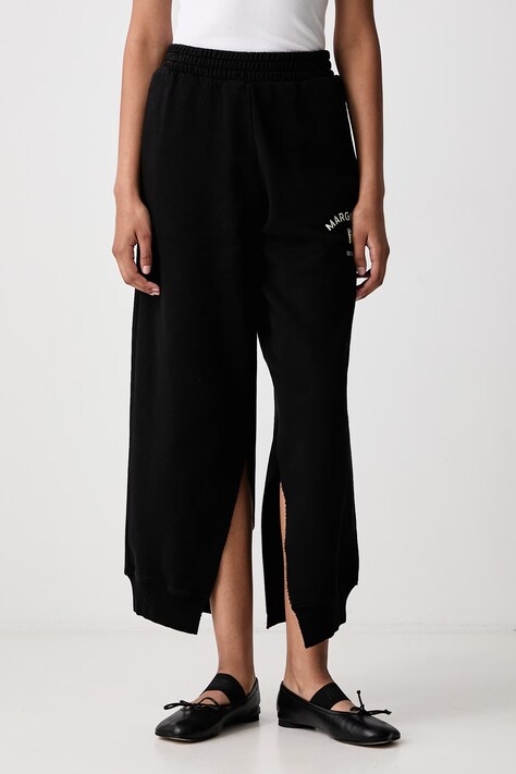 MM6 Maison Margiela Spodnie dresowe bawełniane damskie czarne high waist S52KA0580-M25025