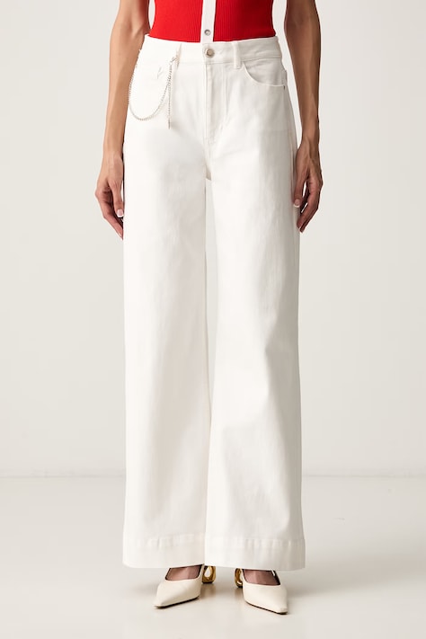 Morgan jeansy wide leg damskie białe POVA