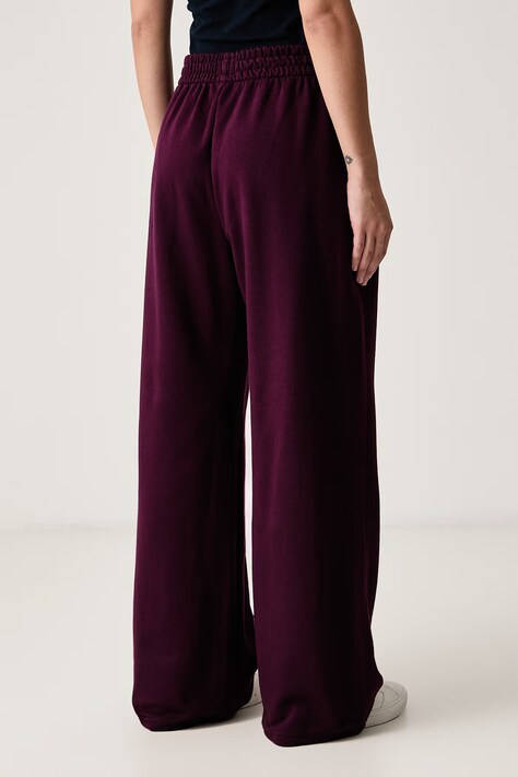 Tommy Jeans Spodnie dresowe damskie z bawełną bordowe high waist DW0DW23551