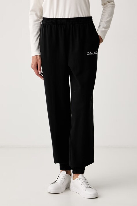 Calvin Klein Underwear spodnie lounge damskie bawełniane czarne high waist LV00QS7687
