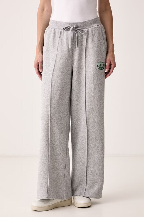 Tommy Hilfiger Spodnie dresowe damskie z bawełną szare high waist WW0WW51626