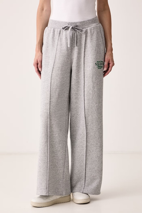 Tommy Hilfiger Donji dio trenirke za žene s pamukom sivi srednje visoki struk WW0WW51626