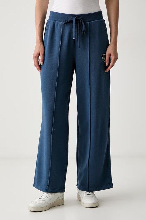Tommy Hilfiger tepláky dámské s bavlnou modré high waist WW0WW51626
