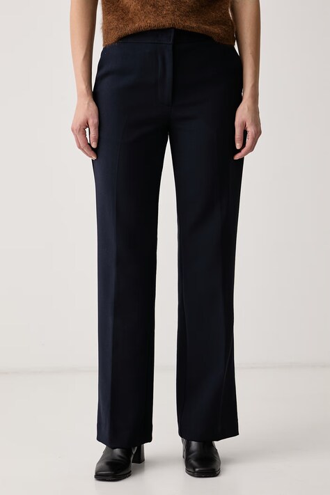 Tommy Hilfiger Spodnie straight damskie granatowe high waist WW0WW52204