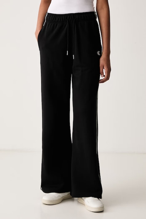 Calvin Klein Jeans Παντελόνι επίσημο γυναικείο με βαμβάκι μαύρο ψηλή LV047H258G