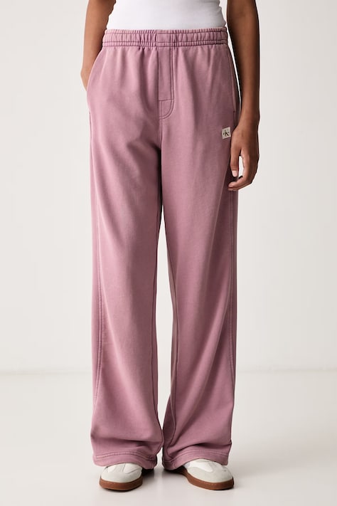 Calvin Klein Jeans Παντελόνι επίσημο γυναικείο με βαμβάκι ροζ ψηλή LV047H224G