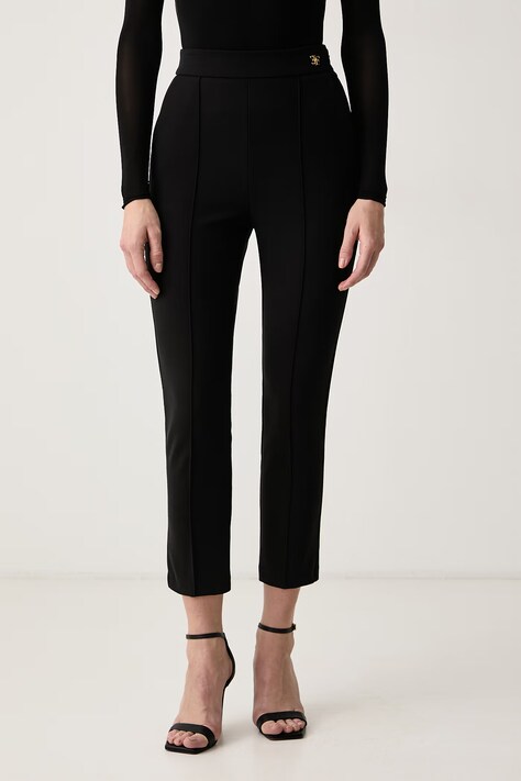 Elisabetta Franchi Spodnie garniturowe damskie czarne high waist PA22067E2