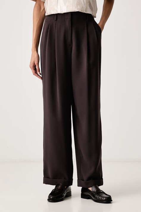Armani Exchange Oblekové nohavice dámske hnedé high waist XW002496 AF16148